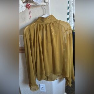 Anthropologie Mustard Sheer Blouse
